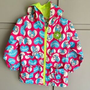 Cute Girls Size XXL Zip Up Jacket With Pockets, Hood, And Cartoon Heart Design
